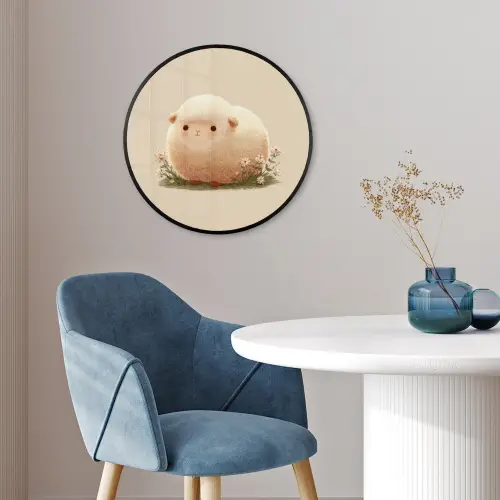 Schaap - Beige - Bloemen Fotolijst rond zonder passe partout klein -sfeer2