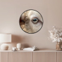 Schaap - Oog - Wit Fotolijst rond zonder passe partout klein -sfeer3