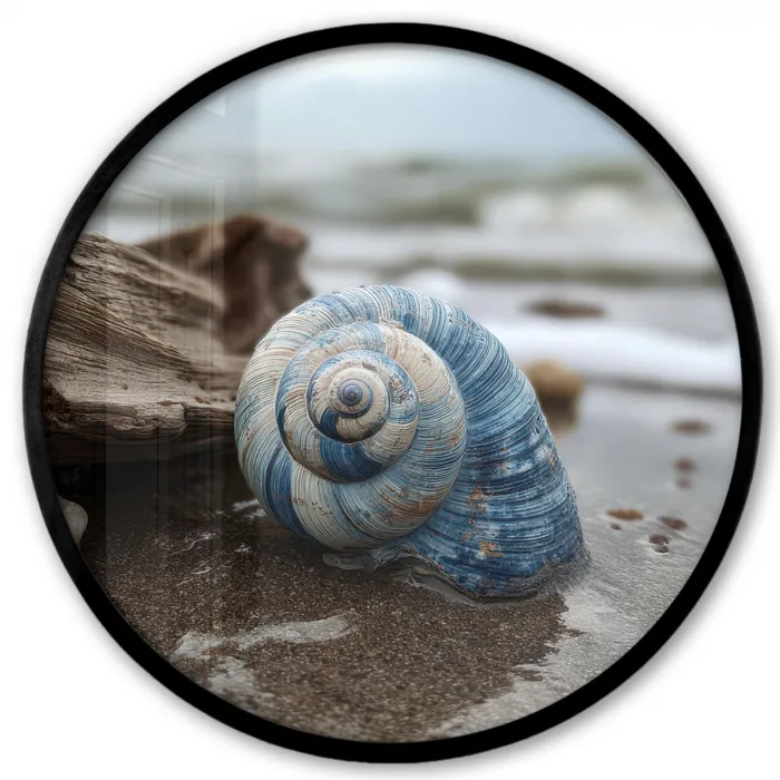 Schelp - Strand - Blauw - Zee Fotolijst rond zonder passe partout klein -3d