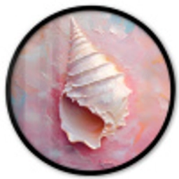Schelp - Pastel - Pink Fotolijst rond zonder passe partout klein -3d