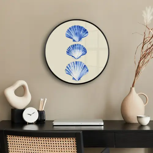 Schelpen - Blauw - Beige Fotolijst rond zonder passe partout klein -sfeer1