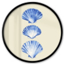 Schelpen - Blauw - Beige Fotolijst rond zonder passe partout klein -3d