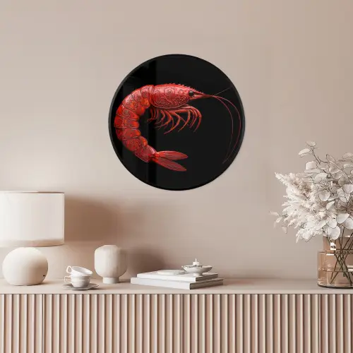 Garnaal - Rood - Dieren Fotolijst rond zonder passe partout klein -sfeer3