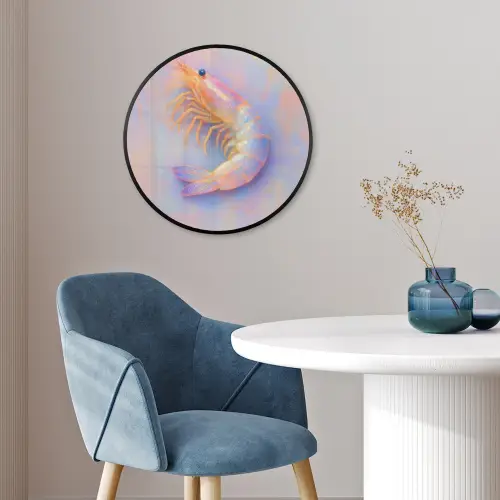 Garnaal - Subtiele structuur - Blauw - Roze Fotolijst rond zonder passe partout klein -sfeer2