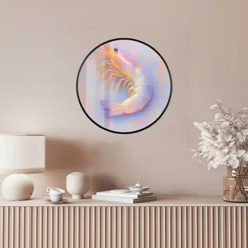 Garnaal - Subtiele structuur - Blauw - Roze Fotolijst rond zonder passe partout klein -sfeer3