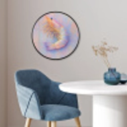 Garnaal - Subtiele structuur - Blauw - Roze Fotolijst rond zonder passe partout klein -sfeer2