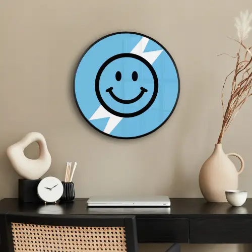 Smiley - Blauw - Bliksem Fotolijst rond zonder passe partout klein -sfeer1