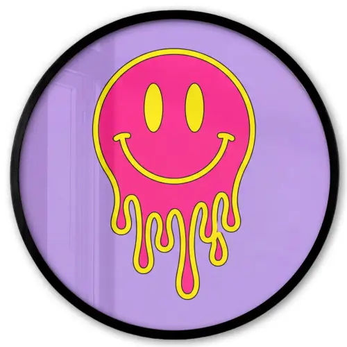 Smiley - Drip - Neon Fotolijst rond zonder passe partout klein -3d