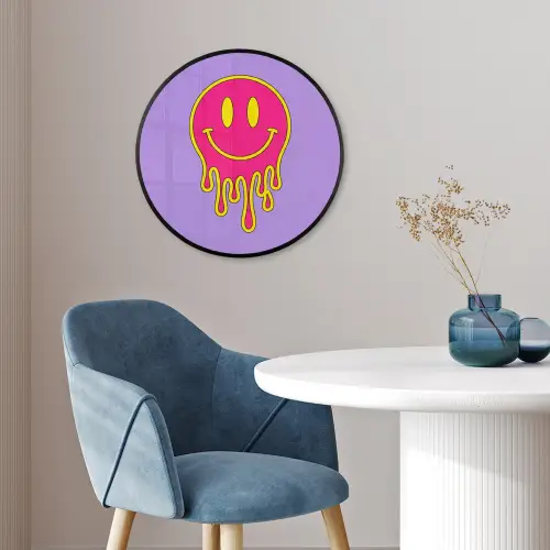 Smiley - Drip - Neon Fotolijst rond zonder passe partout klein -sfeer2