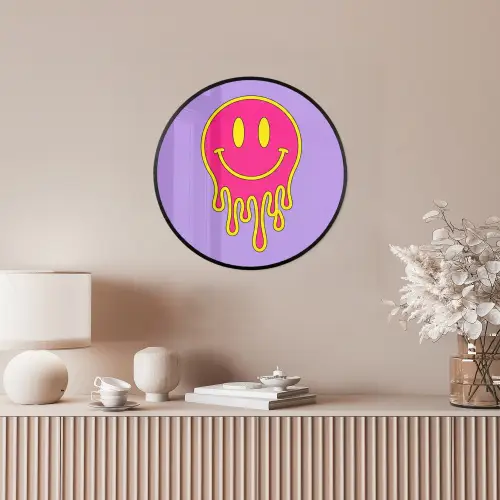 Smiley - Drip - Neon Fotolijst rond zonder passe partout klein -sfeer3