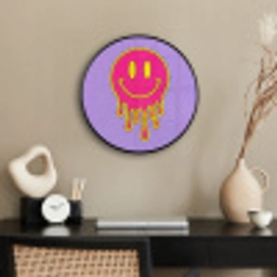 Smiley - Drip - Neon Fotolijst rond zonder passe partout klein -sfeer1