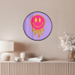 Smiley - Drip - Neon Fotolijst rond zonder passe partout klein -sfeer3