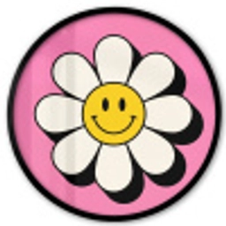 Smiley - Bloem - Roze Fotolijst rond zonder passe partout klein -3d