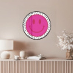 Smiley - Roze - Stippen Fotolijst rond zonder passe partout klein -sfeer3