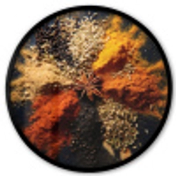 Specerijen - Explosie - Oranje Fotolijst rond zonder passe partout klein -3d