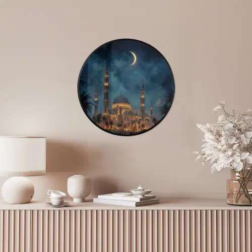 Sterrenhemel - Maan - Palmbomen - Moskee Fotolijst rond zonder passe partout klein -sfeer3