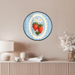 Aardbeien - Lijst - Rood - Geruit Fotolijst rond zonder passe partout klein -sfeer3