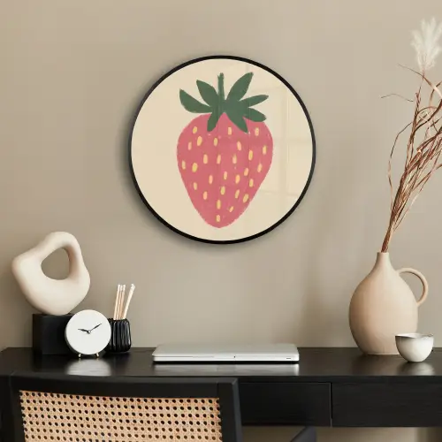 Aardbei - Minimalistisch - Rood - Fruit Fotolijst rond zonder passe partout klein -sfeer1