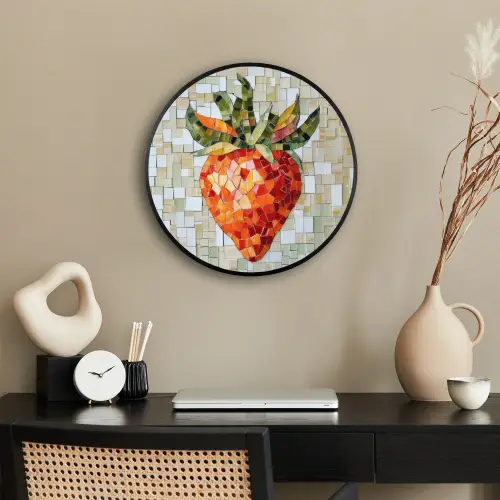 Aardbei - Rood - Mozaïek - Fruit Fotolijst rond zonder passe partout klein -sfeer1