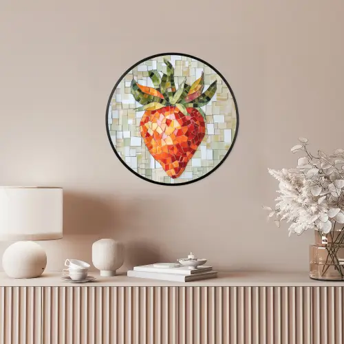 Aardbei - Rood - Mozaïek - Fruit Fotolijst rond zonder passe partout klein -sfeer3
