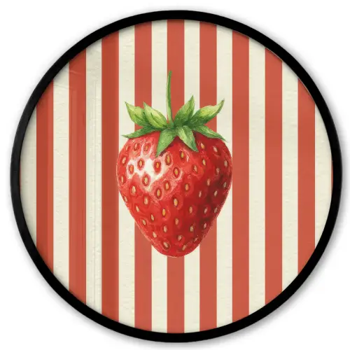 Aardbei - Strepen - Rood Fotolijst rond zonder passe partout klein -3d