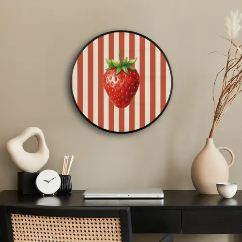 Aardbei - Strepen - Rood Fotolijst rond zonder passe partout klein -sfeer1