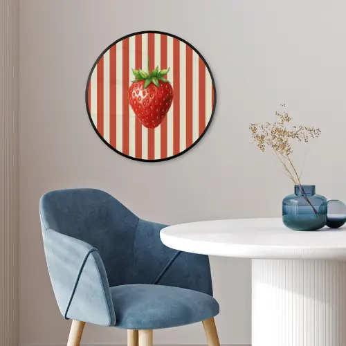 Aardbei - Strepen - Rood Fotolijst rond zonder passe partout klein -sfeer2