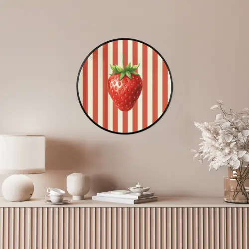Aardbei - Strepen - Rood Fotolijst rond zonder passe partout klein -sfeer3
