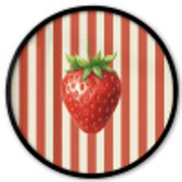 Aardbei - Strepen - Rood Fotolijst rond zonder passe partout klein -3d