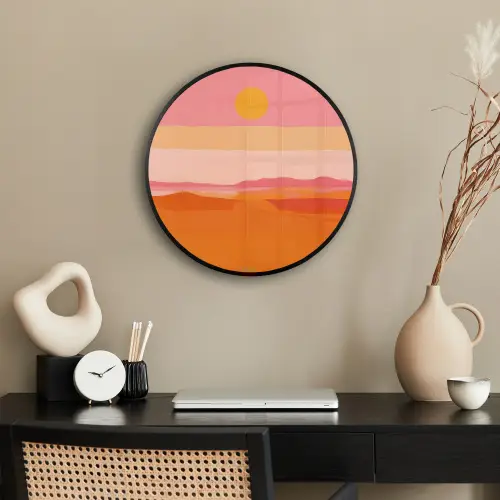 Zon - Abstract - Landschap - Oranje Fotolijst rond zonder passe partout klein -sfeer1