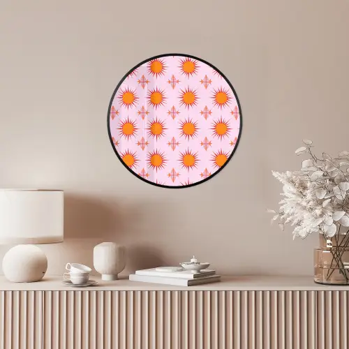 Zon - Patroon - Roze Fotolijst rond zonder passe partout klein 856 -sfeer3