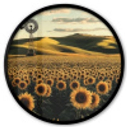 Zonnebloem - Veld - Windmolen Fotolijst rond zonder passe partout klein -3d