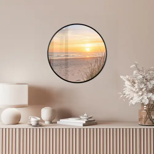 Zonsondergang - Duinen - Zee Fotolijst rond zonder passe partout klein -sfeer3