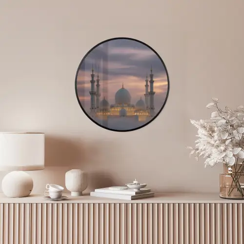 Zonsondergang - Moskee - Wolken - Islamitisch Fotolijst rond zonder passe partout klein -sfeer3
