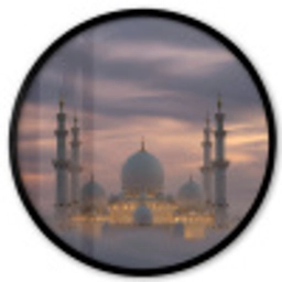 Zonsondergang - Moskee - Wolken - Islamitisch Fotolijst rond zonder passe partout klein -3d