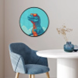 T-Rex - Blauw - Wolken - Zonnebril Fotolijst rond zonder passe partout klein -sfeer2