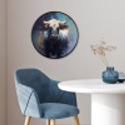 Stier - Zwart - Abstract - Horens Fotolijst rond zonder passe partout klein -sfeer2
