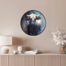 Stier - Zwart - Abstract - Horens Fotolijst rond zonder passe partout klein -sfeer3