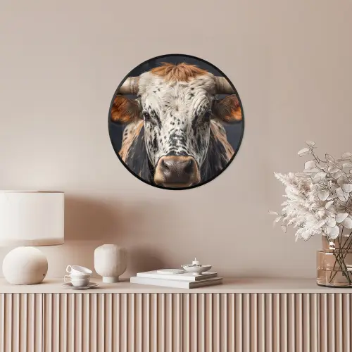 Stier - Kleurrijk - Hoorns Fotolijst rond zonder passe partout klein -sfeer3