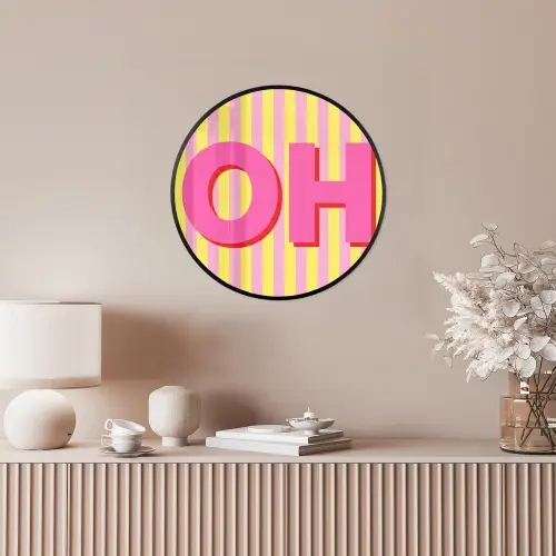 Tekst - Strepen - Roze Fotolijst rond zonder passe partout klein -sfeer3