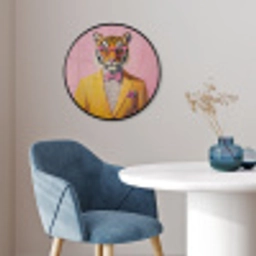 Tijger - Bril - Geel - Jasje Fotolijst rond zonder passe partout klein -sfeer2
