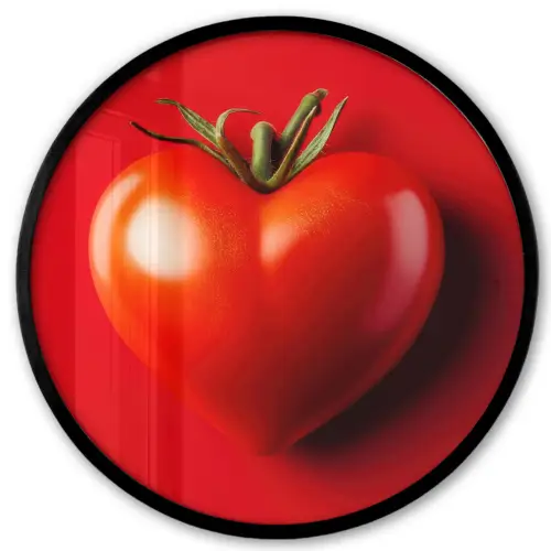 Tomaat - Rood - Hart Fotolijst rond zonder passe partout klein -3d