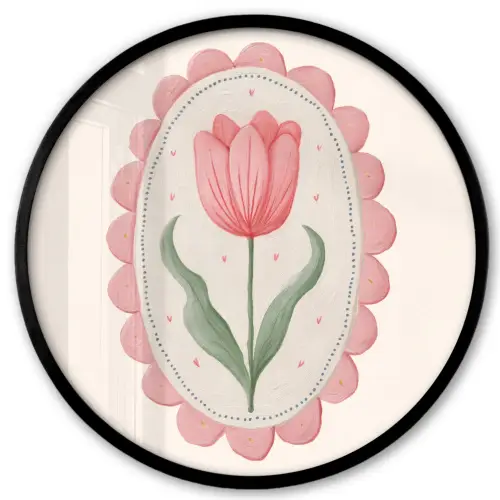 Tulp - Lijst - Ovaal - Illustratie Fotolijst rond zonder passe partout klein -3d