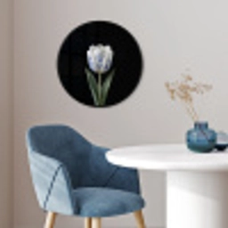 Tulp - Patroon - Blauw Fotolijst rond zonder passe partout klein -sfeer2