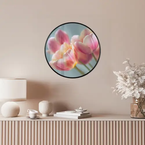 Tulpen - Roze - Stelen Fotolijst rond zonder passe partout klein -sfeer3