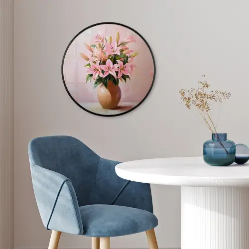 Vaas - Bloemen - Roze Fotolijst rond zonder passe partout klein -sfeer2