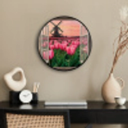 Doorkijk - Tulpen - Bloemen - Molen - Raam Fotolijst rond zonder passe partout klein -sfeer1