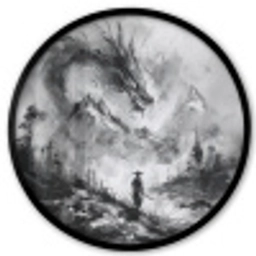 Krijger - Draak - Grijs Fotolijst rond zonder passe partout klein -3d