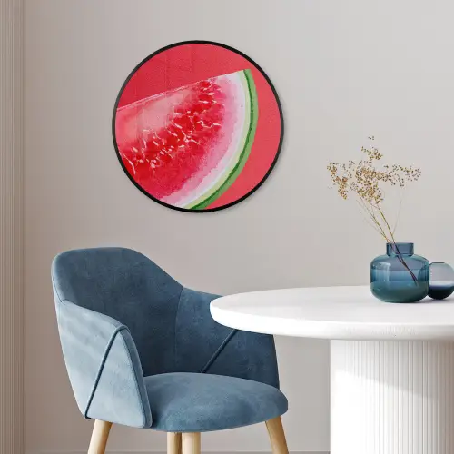 Watermeloen - Rood - Zomers Fotolijst rond zonder passe partout klein -sfeer2