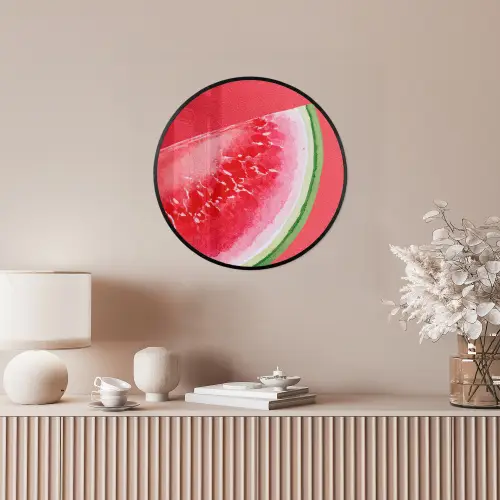 Watermeloen - Rood - Zomers Fotolijst rond zonder passe partout klein -sfeer3